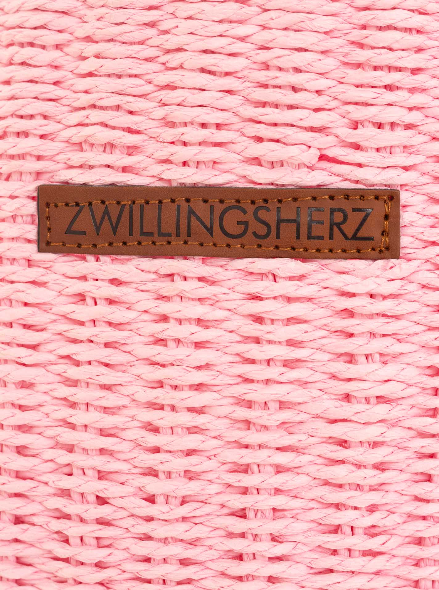 Zwillingsherz Korbtasche Stroh Geflochten "Zwillingsherz" Rosa