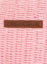 Zwillingsherz Korbtasche Stroh Geflochten "Zwillingsherz" Rosa