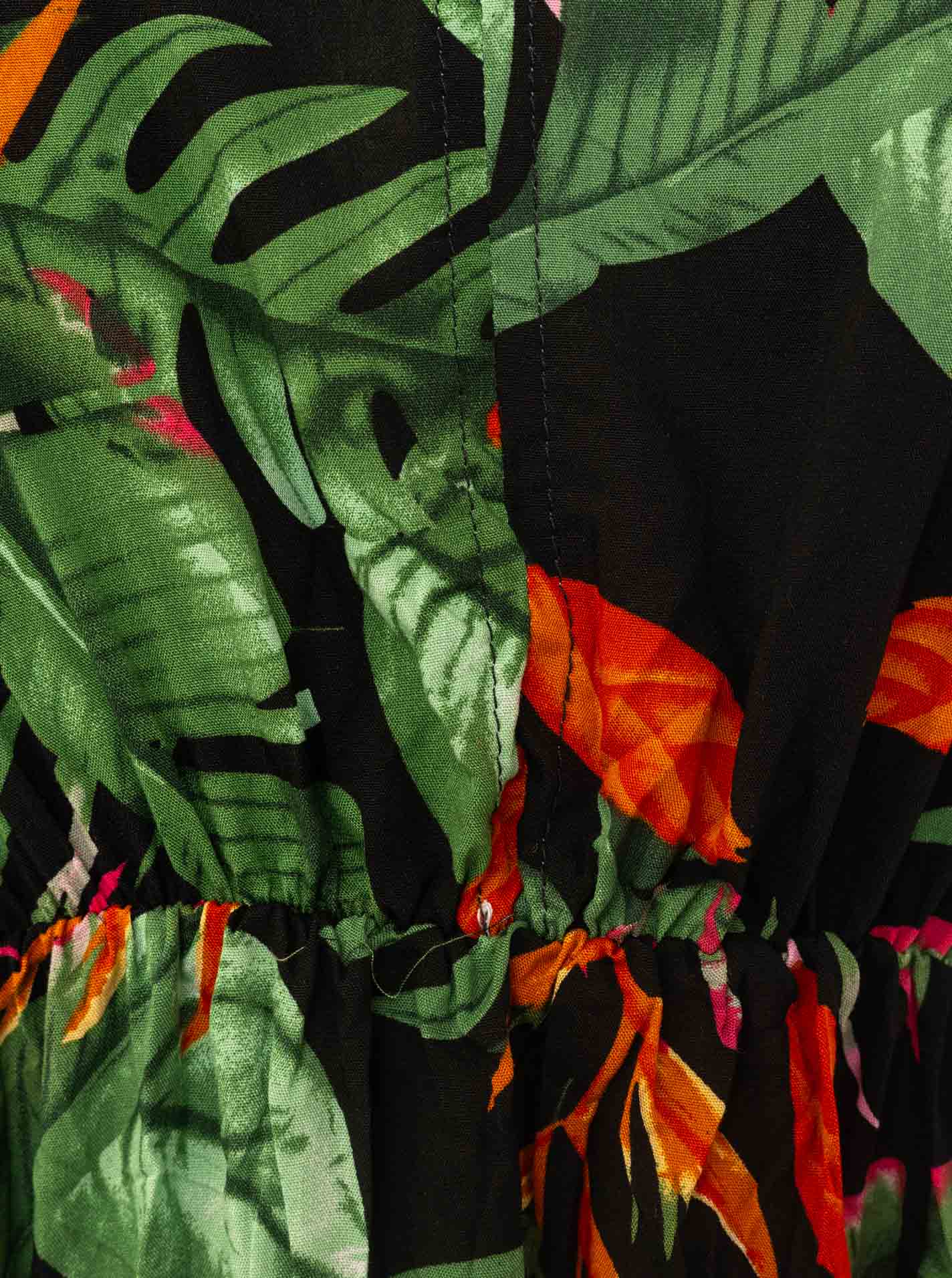 Zwillingsherz Maxikleid Viskose "Dschungel" Schwarz