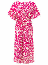 Zwillingsherz Maxikleid Viskose "Allover Ornamente" Pink