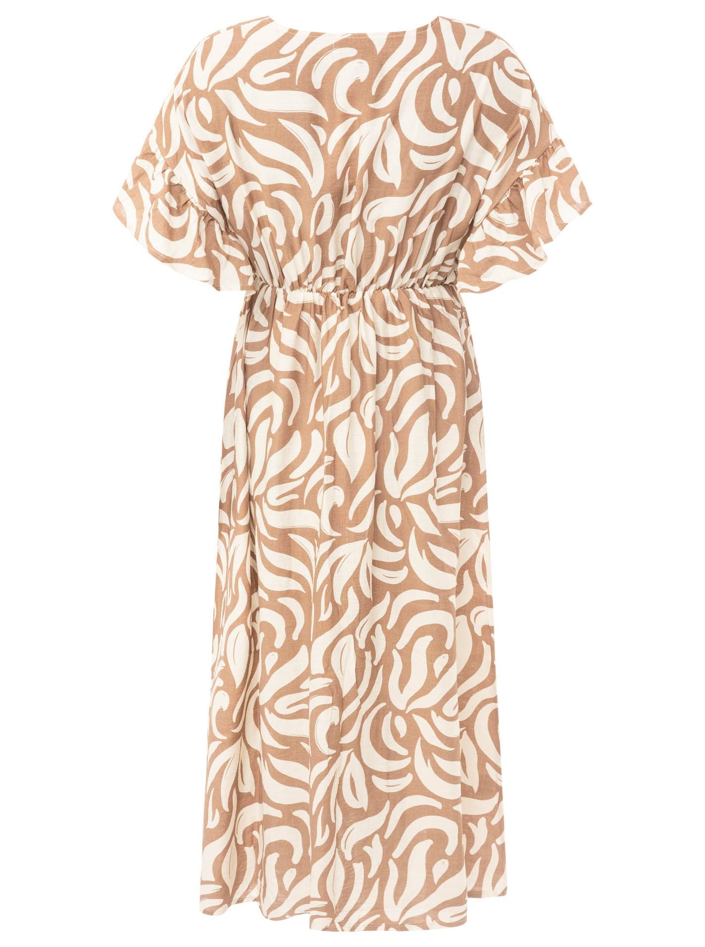 Zwillingsherz Maxikleid Viskose "Allover Ornamente" Beige