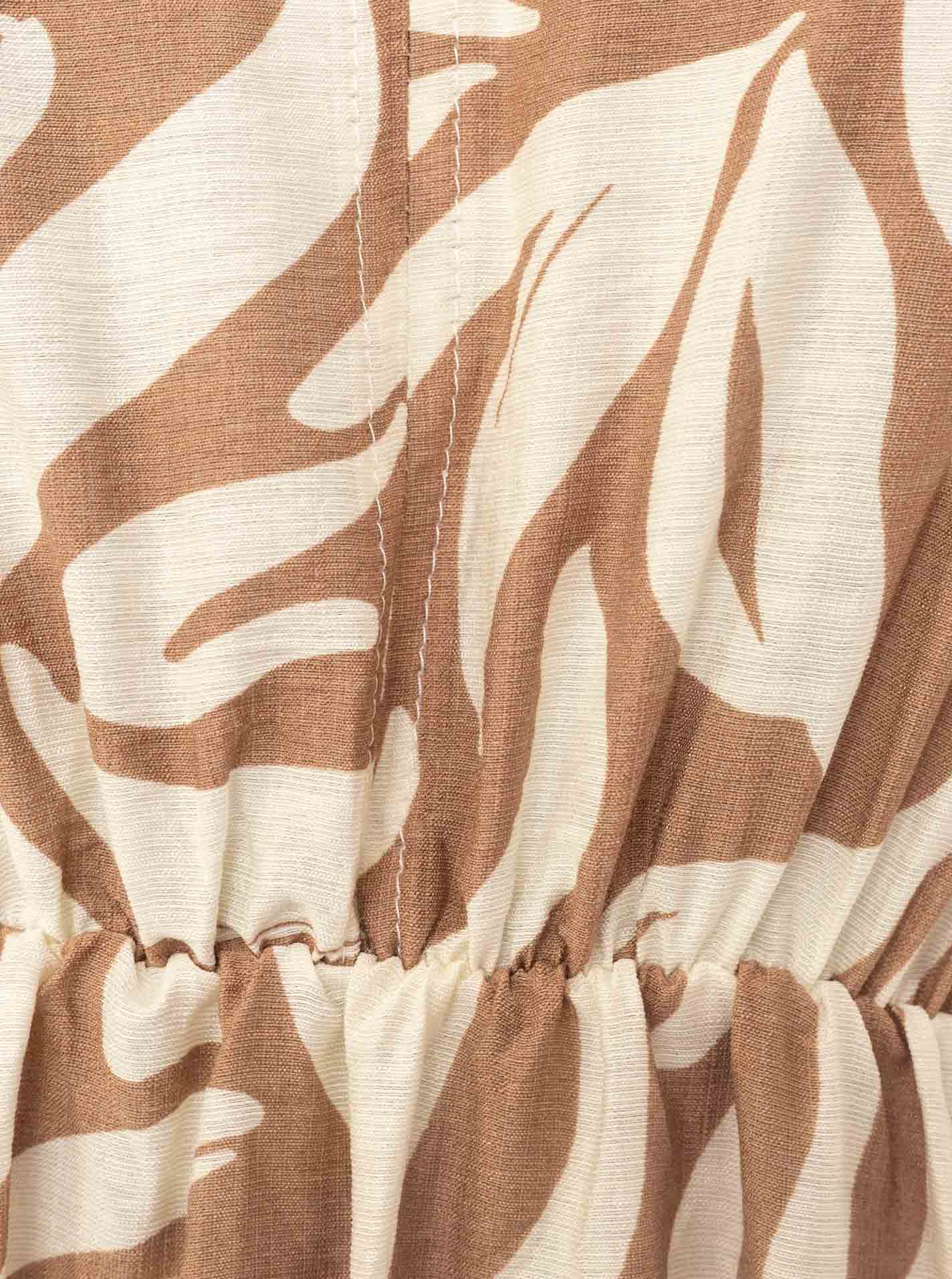 Zwillingsherz Maxikleid Viskose "Allover Ornamente" Beige