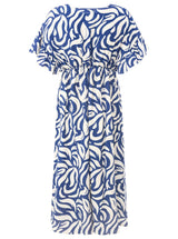 Zwillingsherz Maxikleid Viskose "Allover Ornamente" Blau