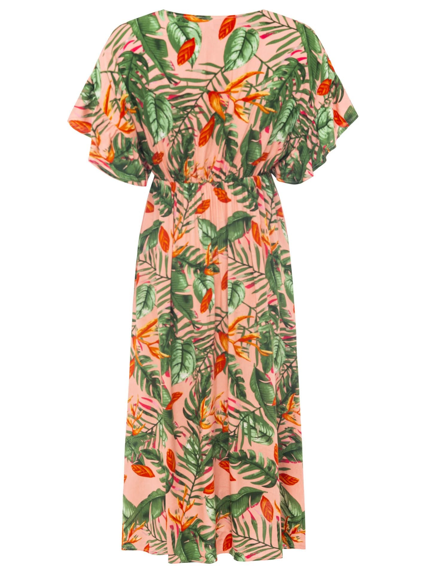 Zwillingsherz Maxikleid Viskose "Dschungel" Rosa