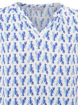 Zwillingsherz Bluse Lobsters Blau Langarm Viskose