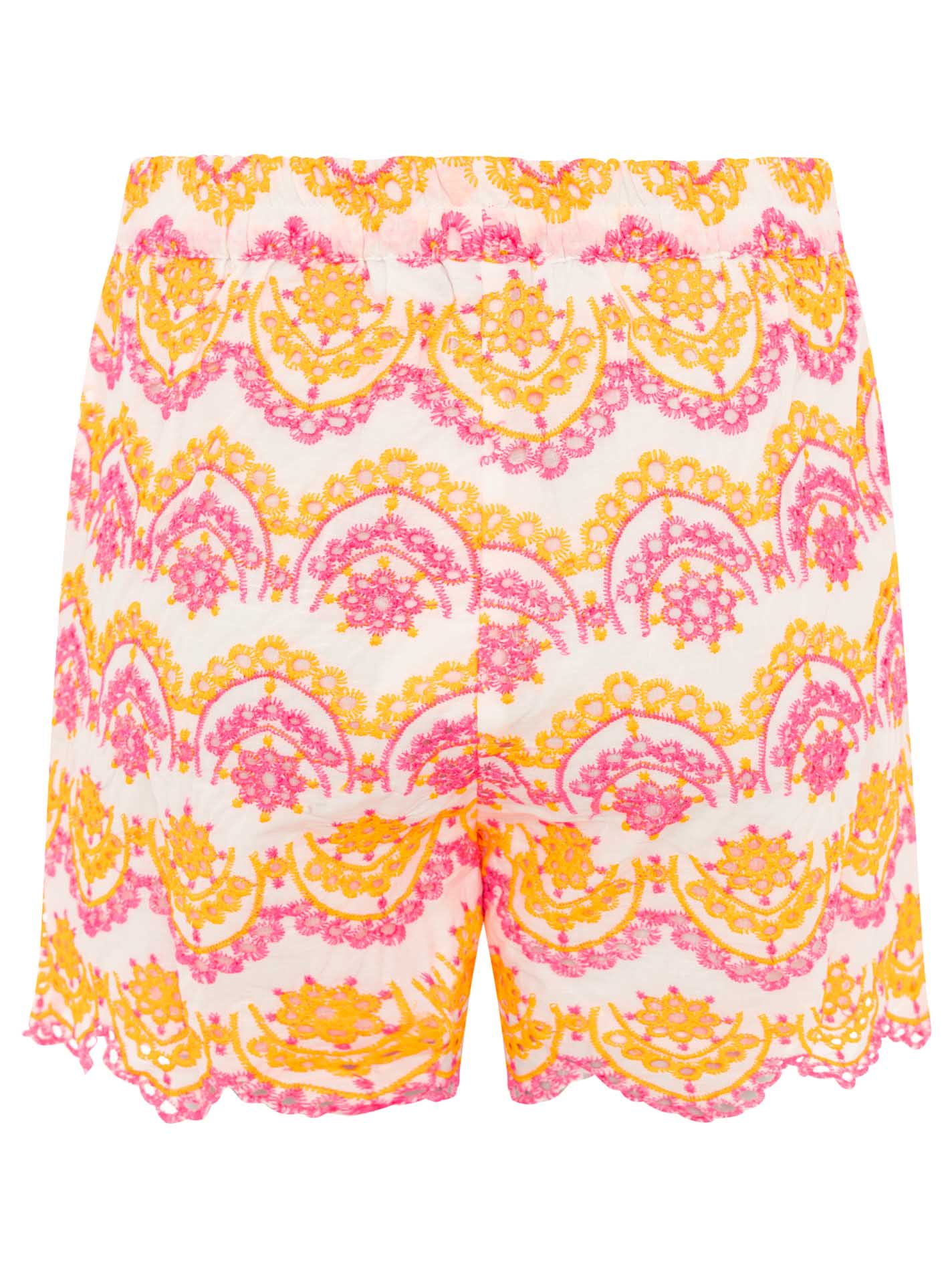 Zwillingsherz Short mit Lochstickerei Neonpink 100% Baumwolle