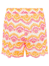 Zwillingsherz Short mit Lochstickerei Neonpink 100% Baumwolle