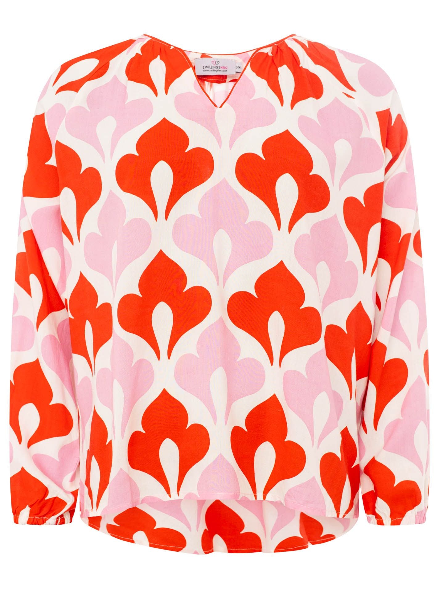 Zwillingsherz Bluse Graphic Flower Rot Viskose