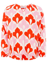 Zwillingsherz Bluse Graphic Flower Rot Viskose
