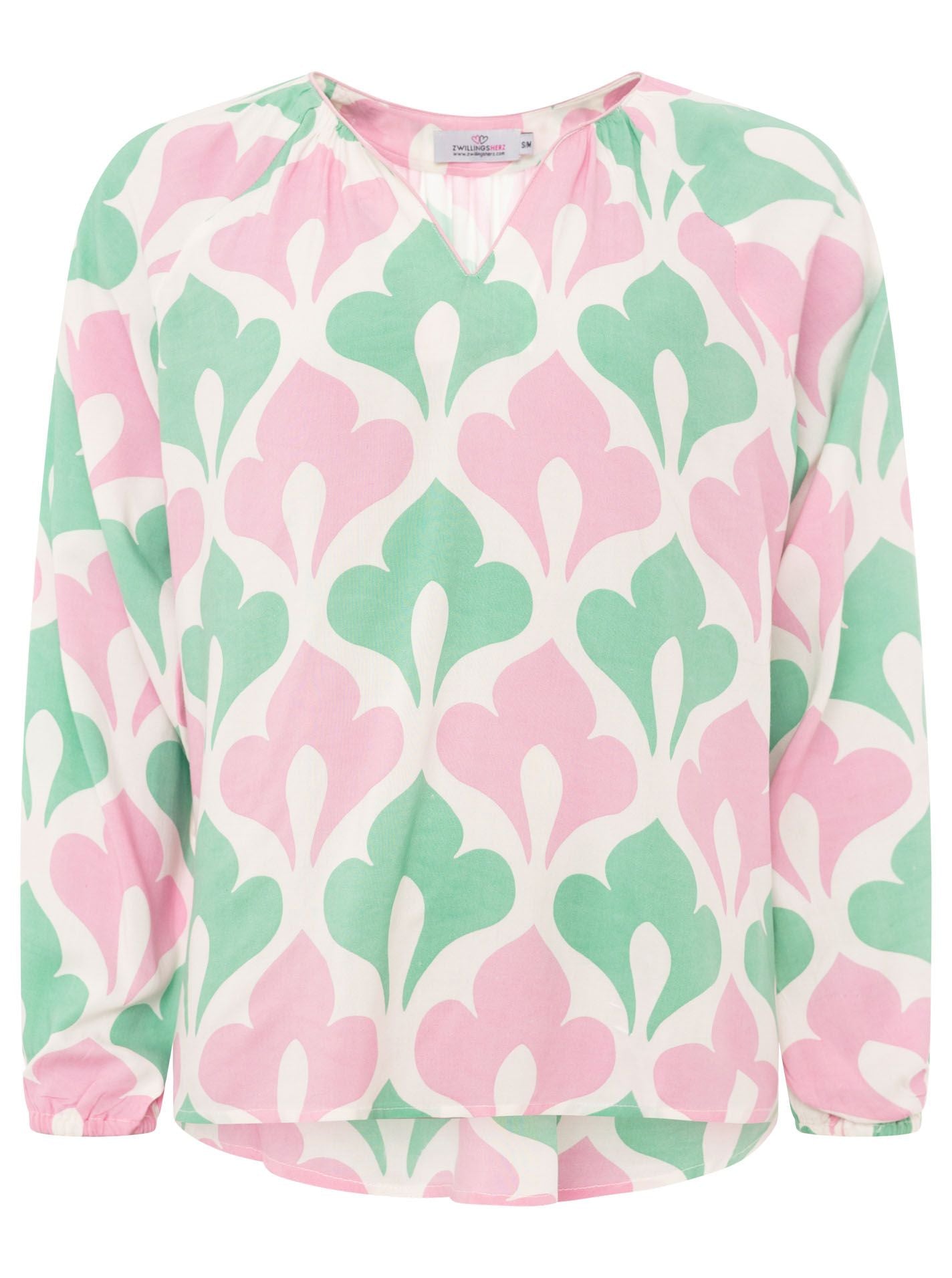Zwillingsherz Bluse Graphic Flower Rosa