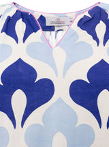 Zwillingsherz Bluse Graphic Flower Blau Viskose