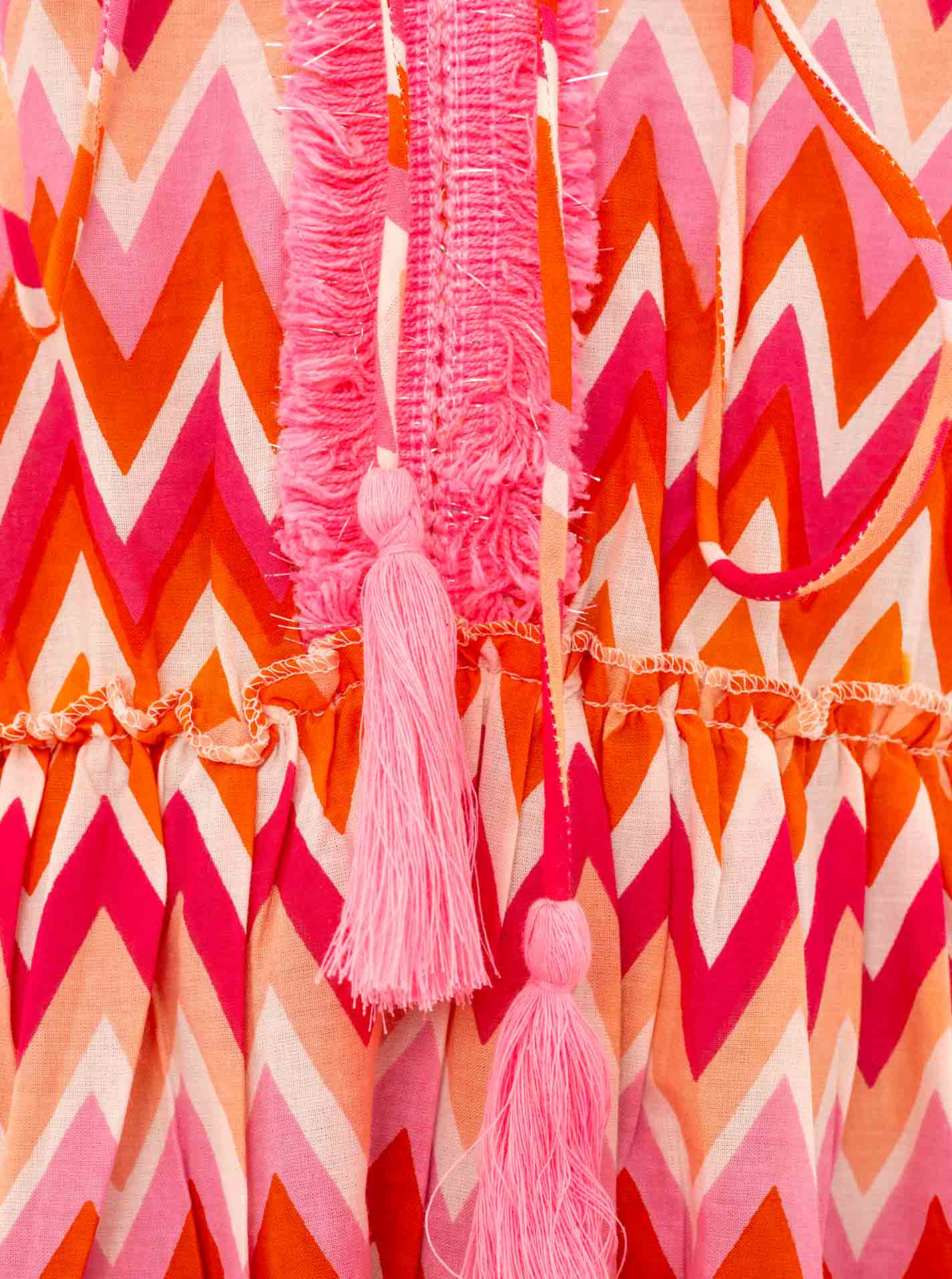 Zwillingsherz Maxikleid "Zick Zack" Zickzackmuster Orange