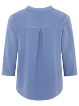 Zwillingsherz Bluse Musselin Neonkante Jeans-Blau
