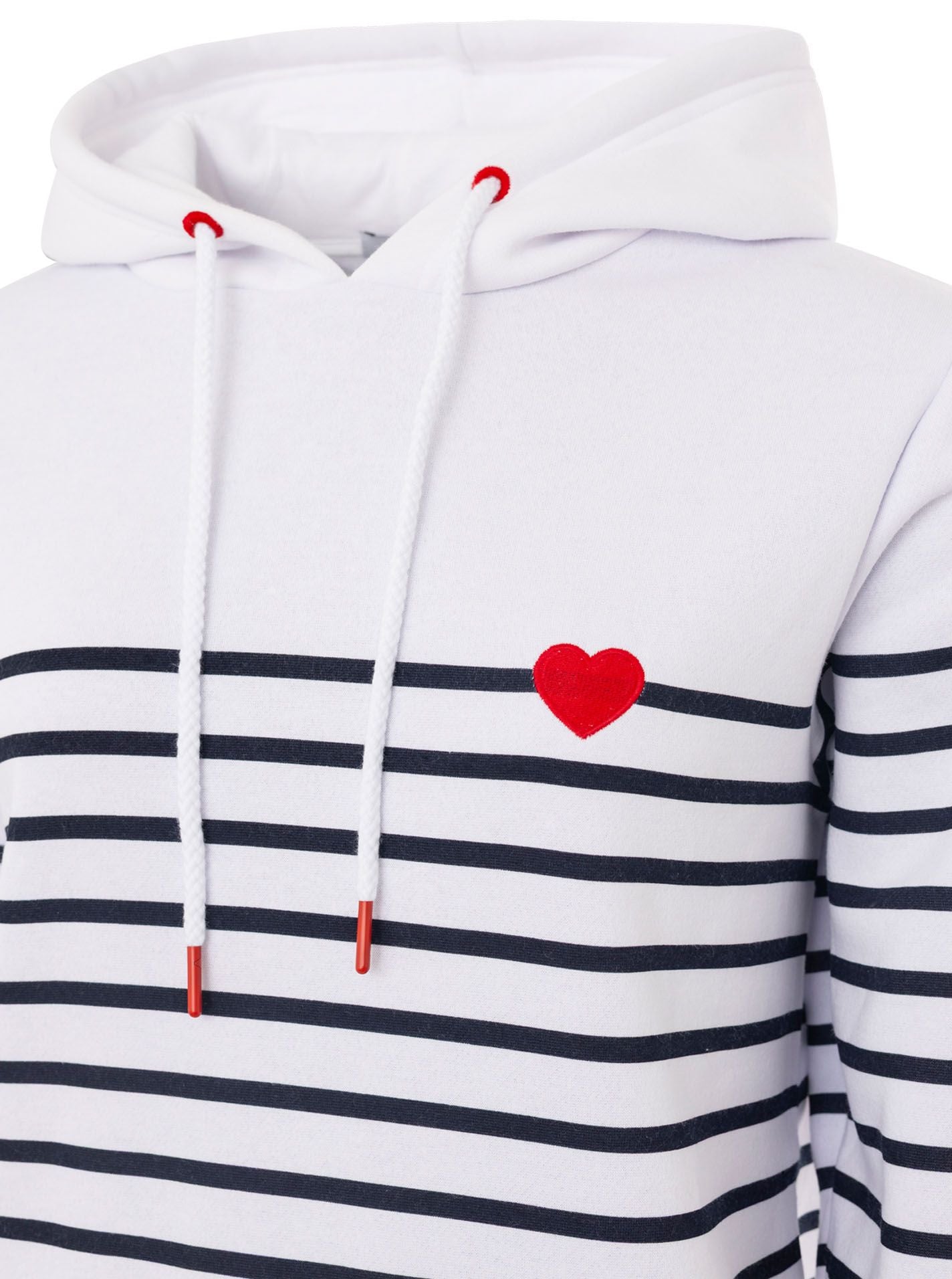 Zwillingsherz Hoodie "Maritime Love" Baumwollmix Streifen Weiß