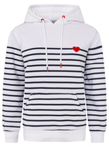 Zwillingsherz Hoodie "Maritime Love" Baumwollmix Streifen Weiß