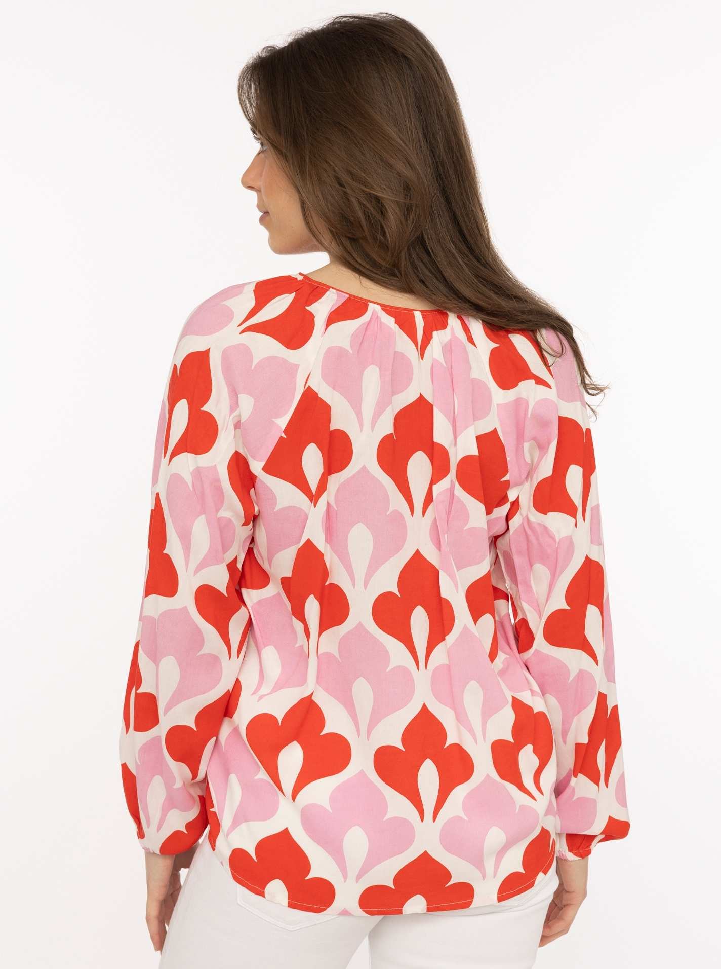 Zwillingsherz Bluse Graphic Flower Rot Viskose