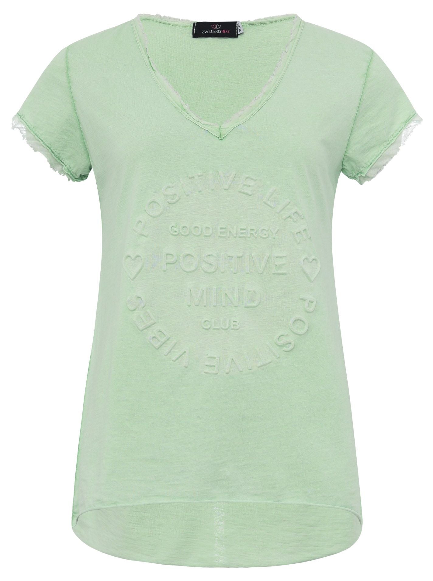 Zwillingsherz Shirt Tail - Positive Mind- 100% Baumwolle - Grün