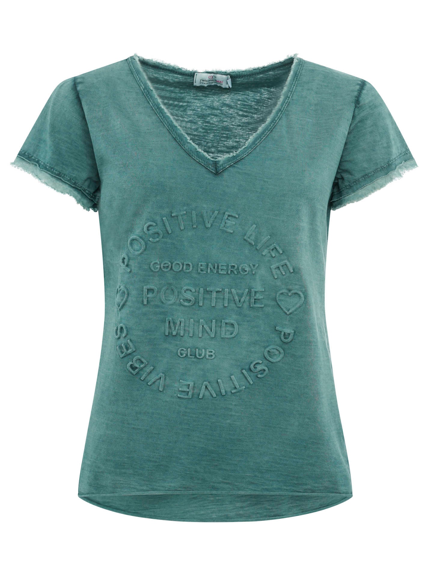 Zwillingsherz Shirt Tail - Positive Mind- 100% Baumwolle - Petrol