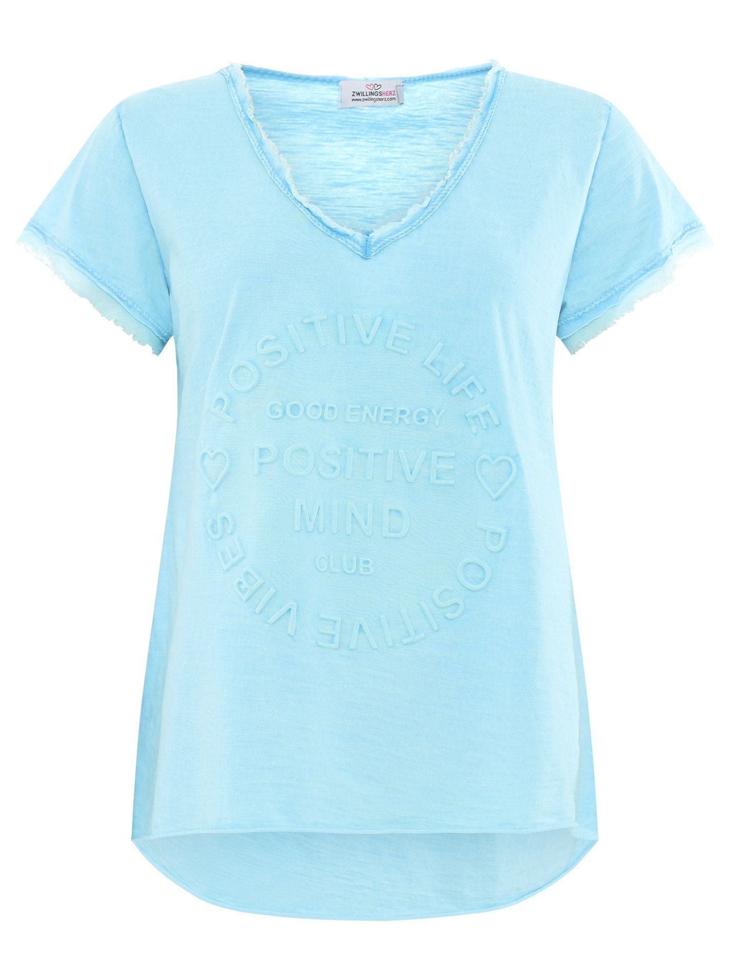 Zwillingsherz Shirt Tail - Positive Mind- 100% Baumwolle - Türkis