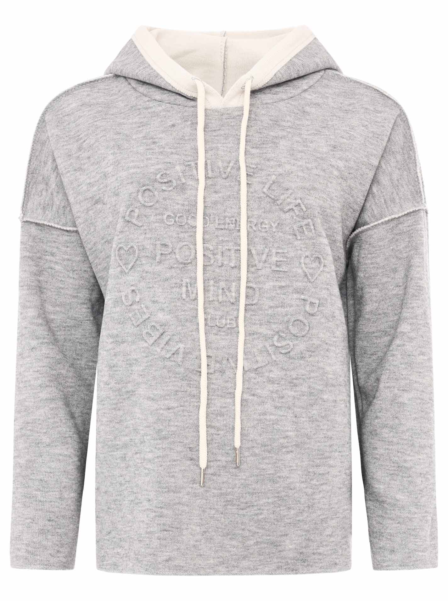 Zwillingsherz Double-Face-Hoodie " Positive Mind" Hellgrau | Damen Hoodie