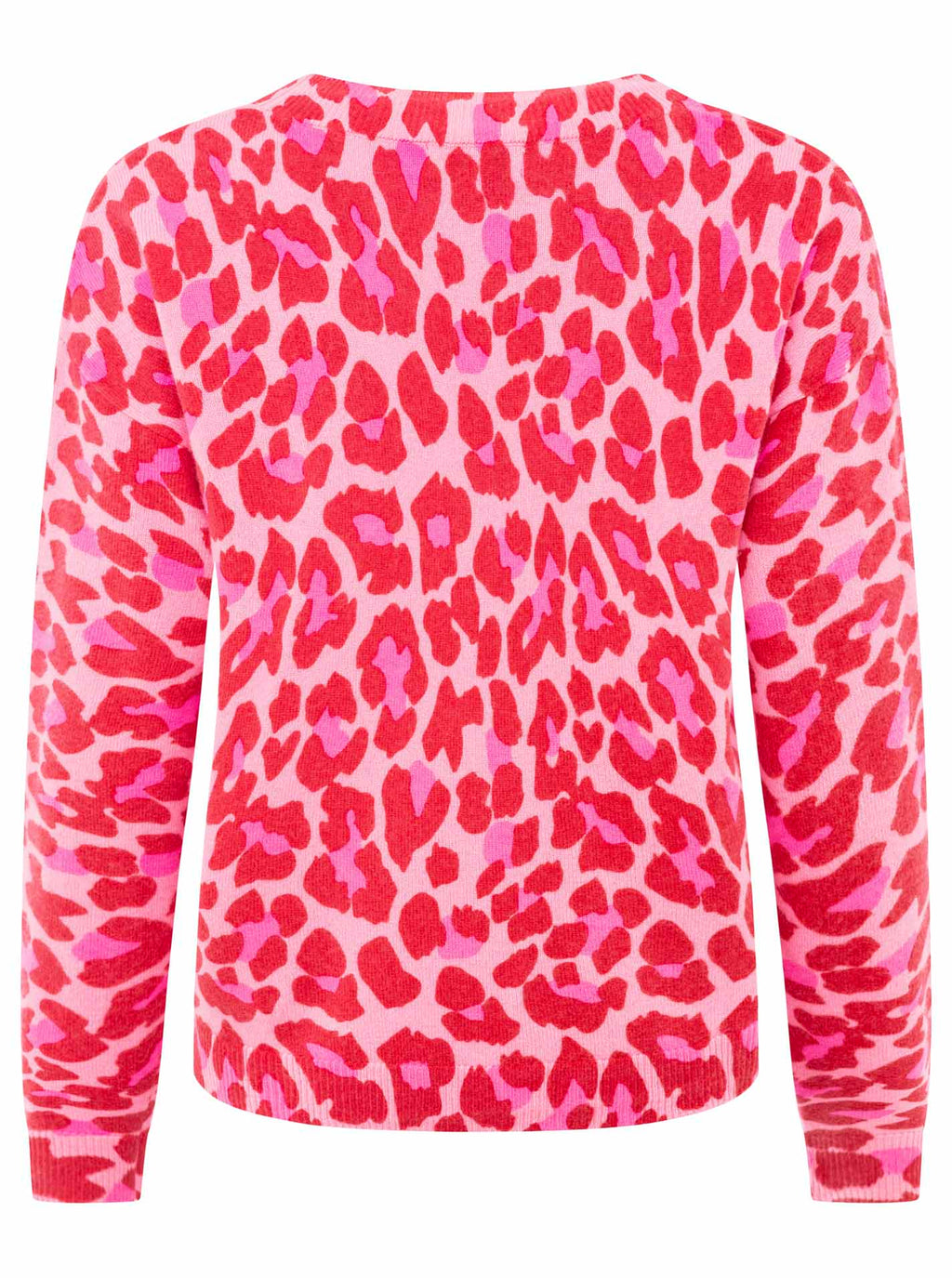 Zwillingsherz Cardigan mit Knöpfen - 100% Kaschmir - Leoprint - Bubblegum