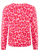Zwillingsherz Cardigan mit Knöpfen - 100% Kaschmir - Leoprint - Bubblegum