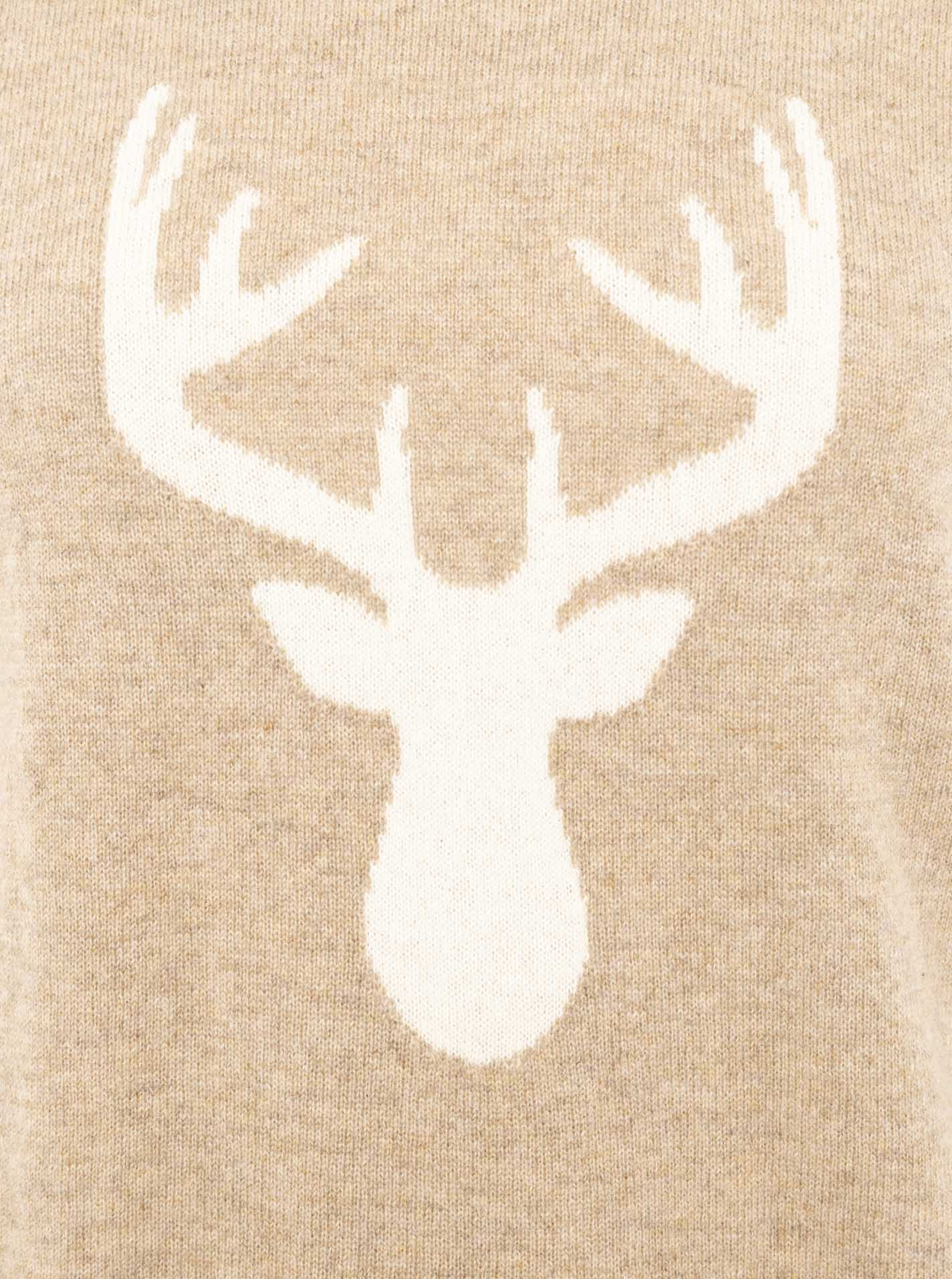 Zwillingsherz Pullover - 100% Kaschmir in Beige mit Hirsch in Creme