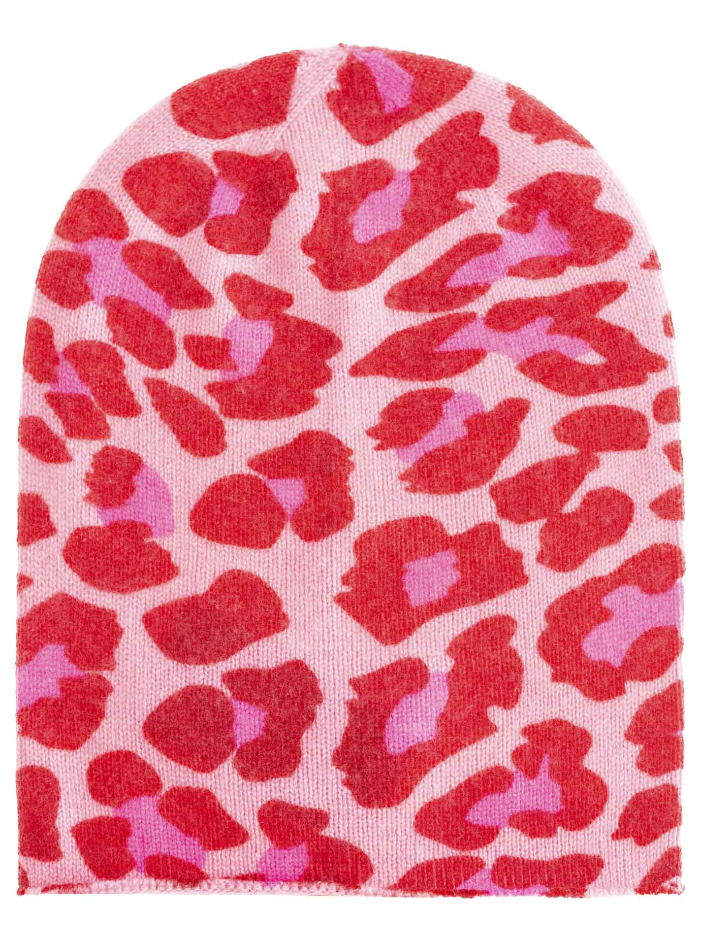 Zwillingsherz Beanie aus 100% Kaschmir "Leo Digital Print" Farbe Bubblegum"