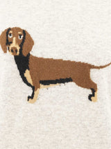 Zwillingsherz Kaschmirpullover hellgrau mit Dackel-Motiv - Rundhalspullover Damen