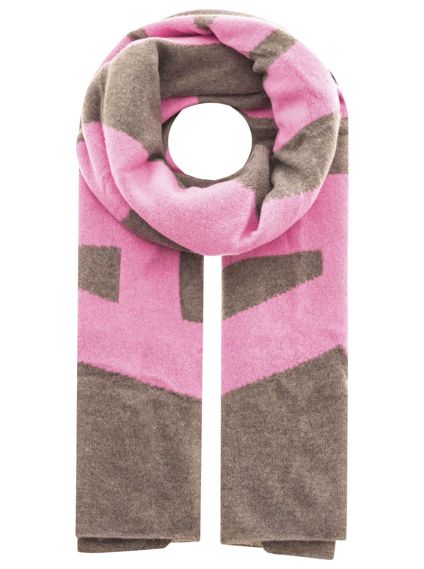 Zwillingsherz XXL Kaschmirschal - 100% Kaschmir "Amour" Taupe & Rosa