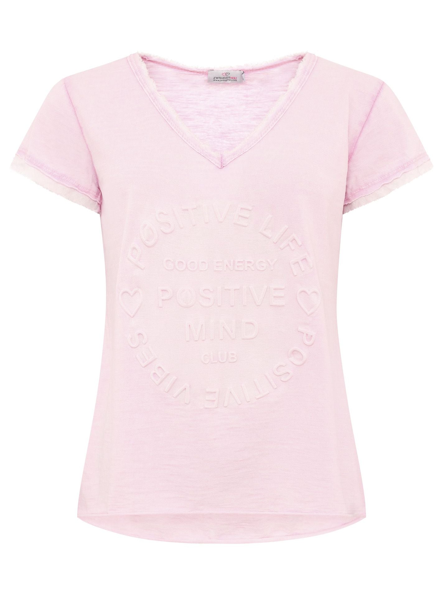 Zwillingsherz Shirt Tail - Positive Mind- 100% Baumwolle - Rosa