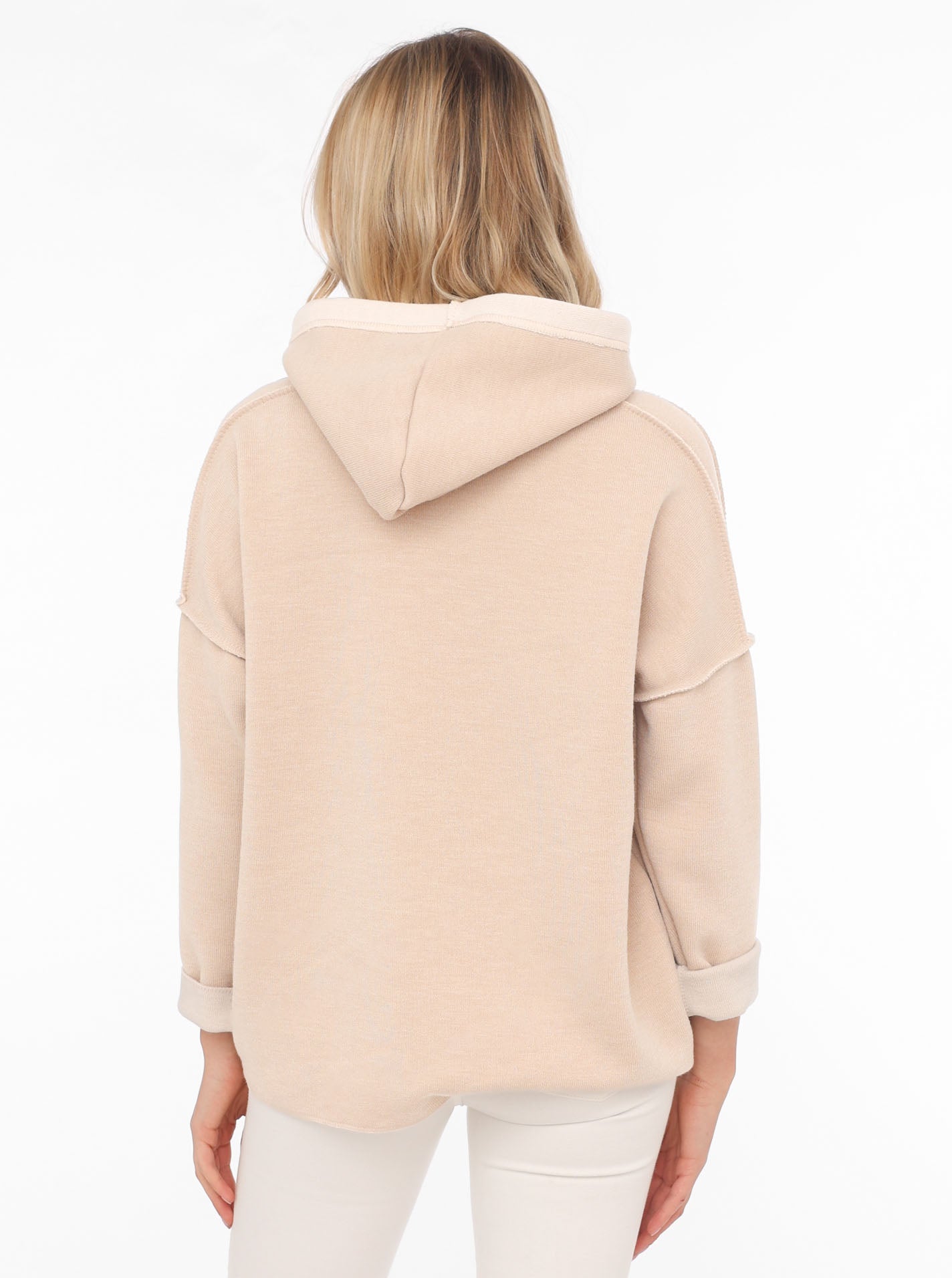 Zwillingsherz Double-Face-Hoodie " Positive Mind" Beige | Damen Hoodie