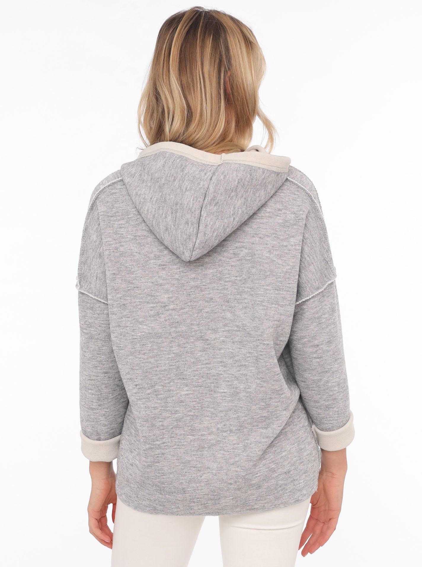 Zwillingsherz Double-Face-Hoodie " Positive Mind" Hellgrau | Damen Hoodie