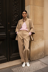 Attentif Paris Ballonhose mit Bindeband am Saum Camel