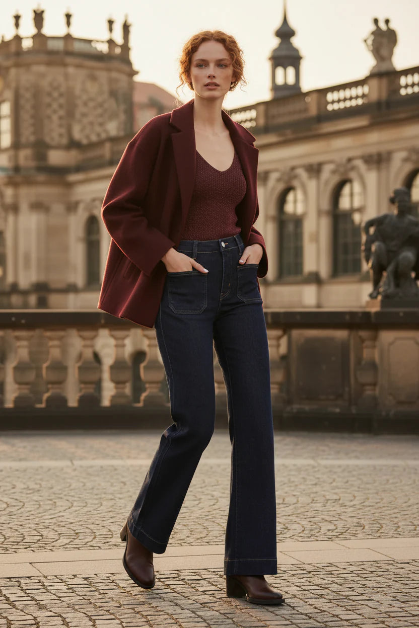Attentif Paris handgefertigte kurze Wolljacke – Bordeaux