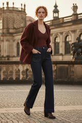 Attentif Paris handgefertigte kurze Wolljacke – Bordeaux