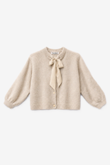 Tamba flauschige Strickjacke mit Schluppenkragen Light Beige