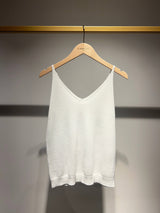 Choklate Paris Lurex-Trägershirt Blanc Argenté – feines Stricktop Weiß mit Silberschimmer