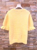 ✨ Weicher Feinstrickpullover mit Volantärmeln AP185: Blanc / Standardmäßig / Eine Größe
