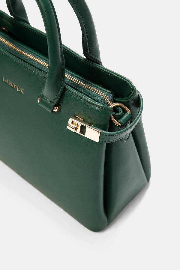 Lanidor - Kunstleder Handtasche Gras-Grün mit Metallverschluss