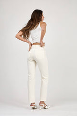DAMENHOSE MIT GERADER BEINFORM IN FARBE - "Élodie": Crème / Standard - Gerades Bein / 1(T36) 1(T38) 1(T40) 1(T42) 1(T44)