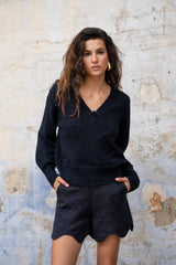 Pullover mit Wickeloptik PU50: Ecru / TU (S-L)