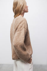 Lanidor - Pullover mit V-Ausschnitt - Meliert - Camel