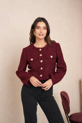 Jenny kurze Jacke aus Pailletten-Tweed - CK08346-1: Bordeaux / 1S-1L