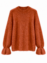 Hochwertiger Mohair-Pullover mit Volant-Ärmeln: Puder / Einheitsgröße