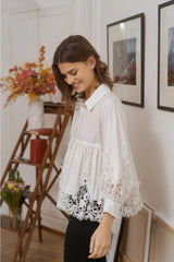 Choklate Paris Baumwollbluse Aimie Guipurespitze - Weiß