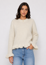Audrey Paris Strickpullover mit Rüschen Creme