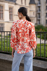 Choklate Paris Zarte Sommerbluse "Saint Tropez" Seiden-Viskosemix Rot