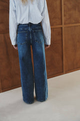 Ana & Lucy Wide-Leg-Jeans Alizée mit vertikalen Ziernähten Denim