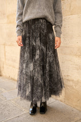 Choklate Paris Ambre Tüllrock mit Toile-de-Jouy-Print Schwarz-Grau